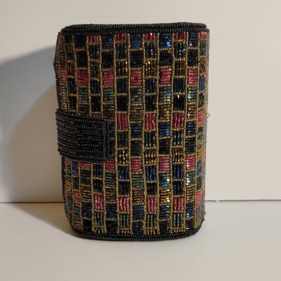 Idolink Glass Barrel Beaded Evening Structured Clutch Bag - Picture 3 of 8